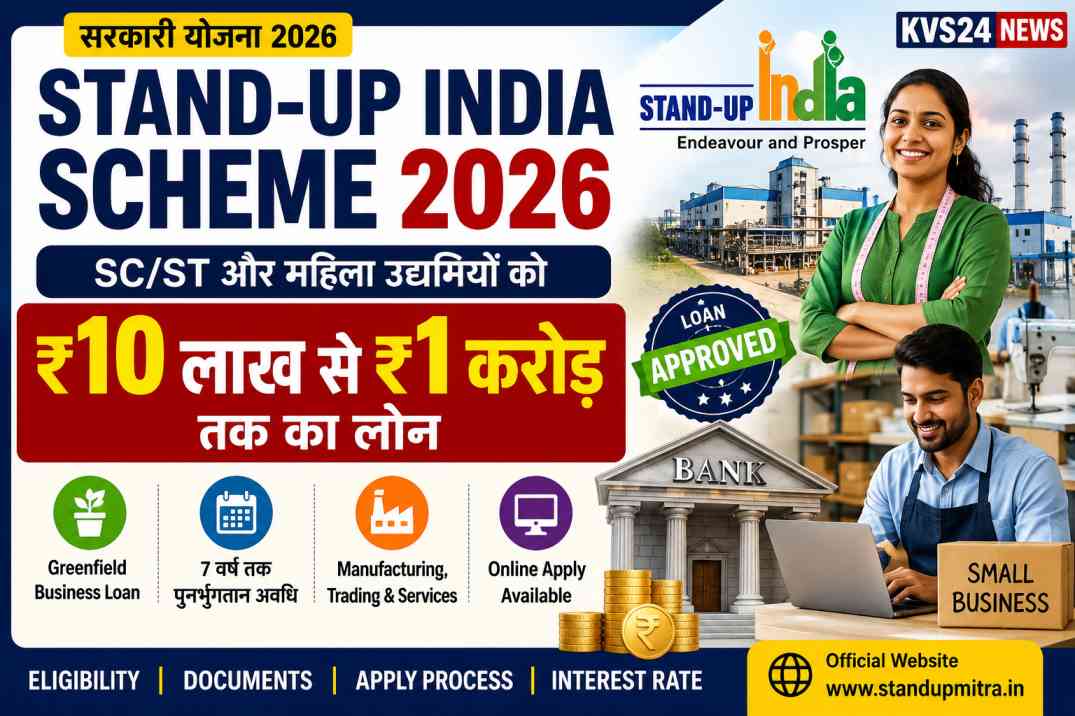 Stand-Up India Scheme 2026: SC/ST और महिला उद्यमियों को ₹10 लाख से ₹1 करोड़ तक का लोन, जानें पात्रता और आवेदन प्रक्रिया